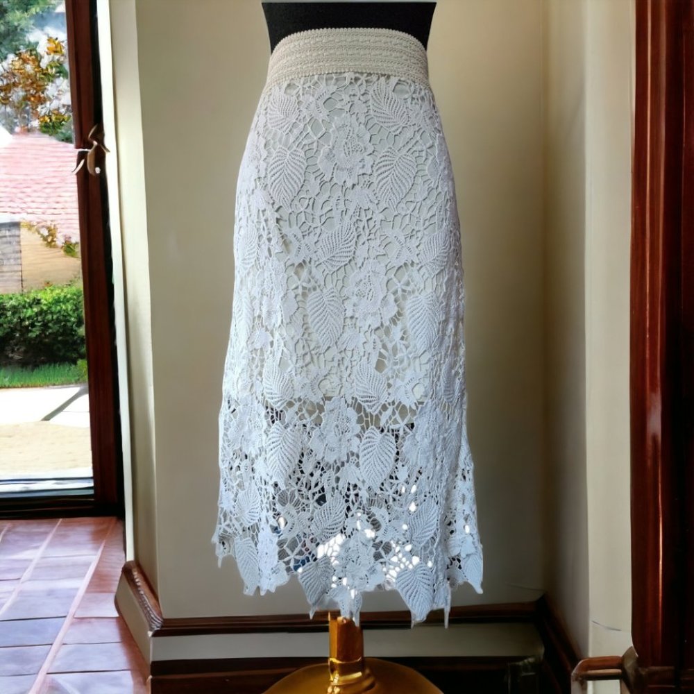 Bobeau White Lace Skirt